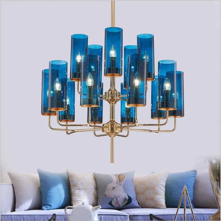 Postmodern Pendant Light creative Light luxury character room restaurant lamp bedroom Nordic blue glass Pendant lamp ZL11 ya74