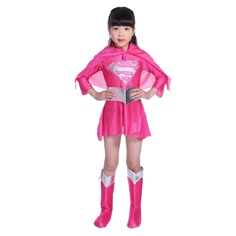 

Kids Pink Supergirl Costume Toddler Girls Supergirl Dress Up Outfit Superhero Halloween Fancy Dress Child Halloween Costumes