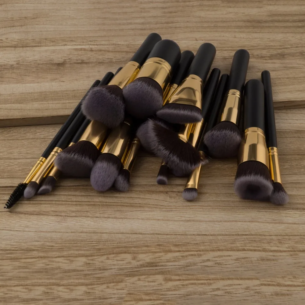 High Quality 17 PCS Makeup Brushes Black Wood Handle Soft Synthetic Hair Make Up Brush Set Tools kit pincel maquiagem