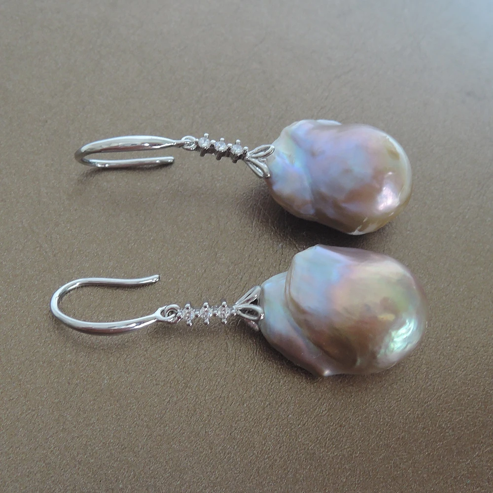100% Natural Freshwater Pearl Earring Baroque Pearl 15-25mm Big Baroque Pearl Elegant Jewelry Accessory