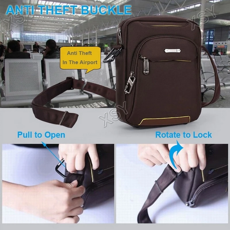 حقيبة ساعي البريد المضادة للسرقة من SINPAID حقيبة كتف كاجوال مصممة بسحاب مضاد للسرقة وإبزيم لون أسود وأزرق وقهوة