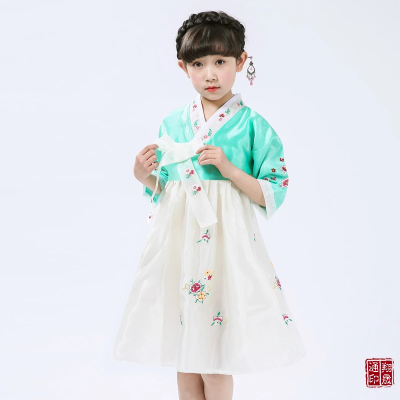 Nieuwe Kids Hanbok Jurk Meisje Koreaanse Traditionele Palace Kostuum Kind Koreaanse Etnische Kostuums Oosterse Nationale Stadium Kleding 89