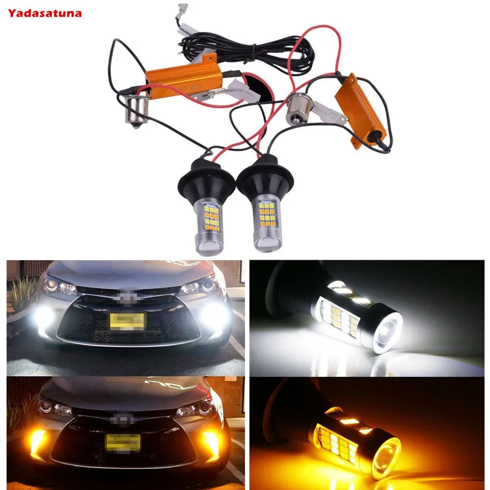 

CAUBUS 1156 2835 42SMD White Amber with Resistors for Auto Car Turn Signal Lamp Conversion Daytime Running Light DRL