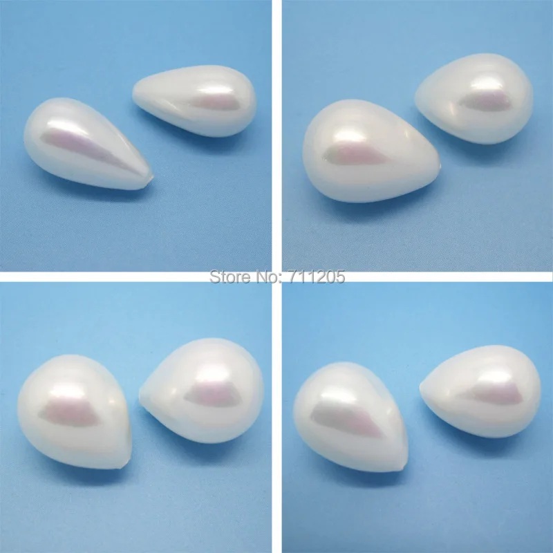 wholesale 2pcs ,White Shell Pearl Half Drilled Water Drop Beads,For Jewelry making, can mixed wholesale!