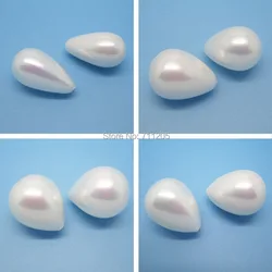 wholesale 2pcs ,White Shell Pearl Half Drilled Water Drop Beads,For Jewelry making, can mixed wholesale!