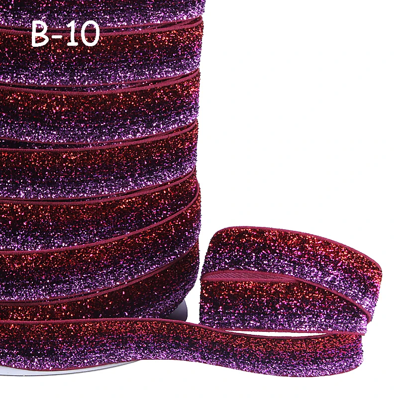 

(150 yards per lot) wholesale B-10 ombre metallic velvet glitter elastic ribbons