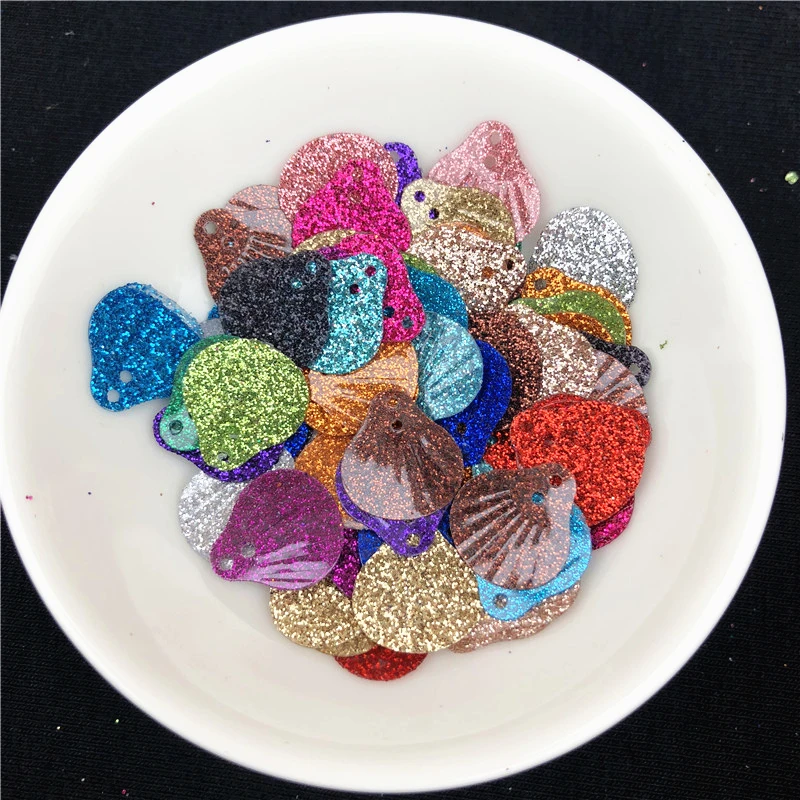 200Pcs/Pack 13mm Glitter Shell Shape PVC Loose Sequins Paillettes Sewing Embellishment Findings Wedding Craft, DIY Accessories