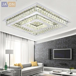 LED Modern Square Crystal Stainless Steel RGB Dimmable Ceiling Lights.Ceiling Lamp Lamparas De Techo For Foyer