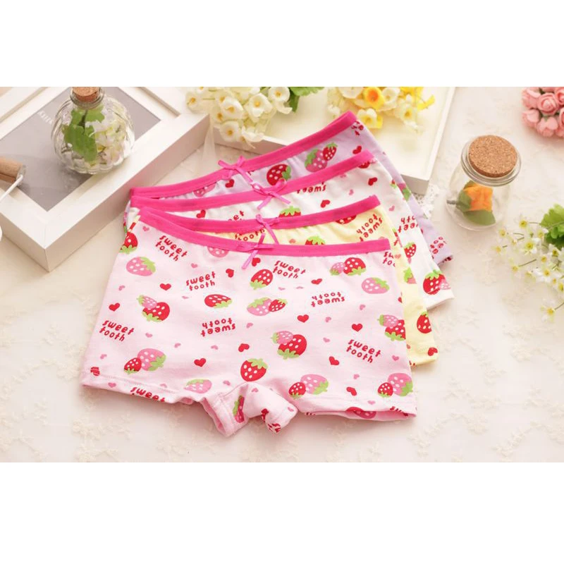 Cute strawberry print cotton underpants bow child children pants baby girls underwear panties wholesale accessories UD14