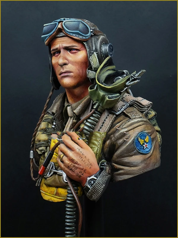 Unpainted Kit 1/10  US FIGHTER PILOT 1944 bust figure Historical  Resin Figure miniature garage kit