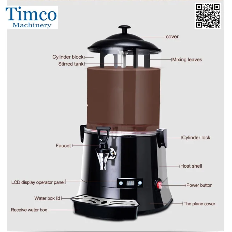 TIMCO موزع الشوكولاته الساخن القهوة التلقائي الكهربائية 5L 10L 220 فولت 110 فولت الساخن المشروبات الحليب الشاي آلة موزع