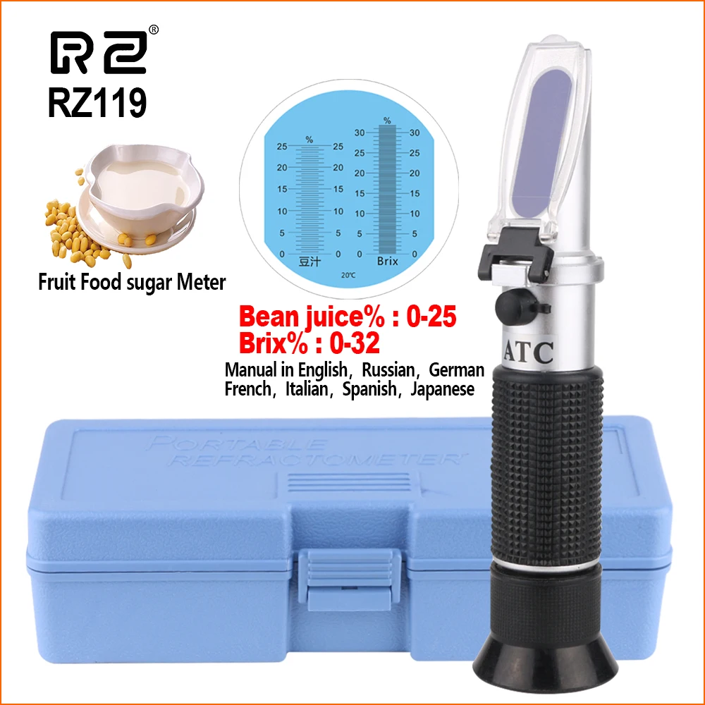 RZ Zucchero Rifrattometro Brix 0-30% Auto Portatile Refractometro Portatile Tester di Frutta Cibo Misuratore di Zucchero Rifrattometro Digitale