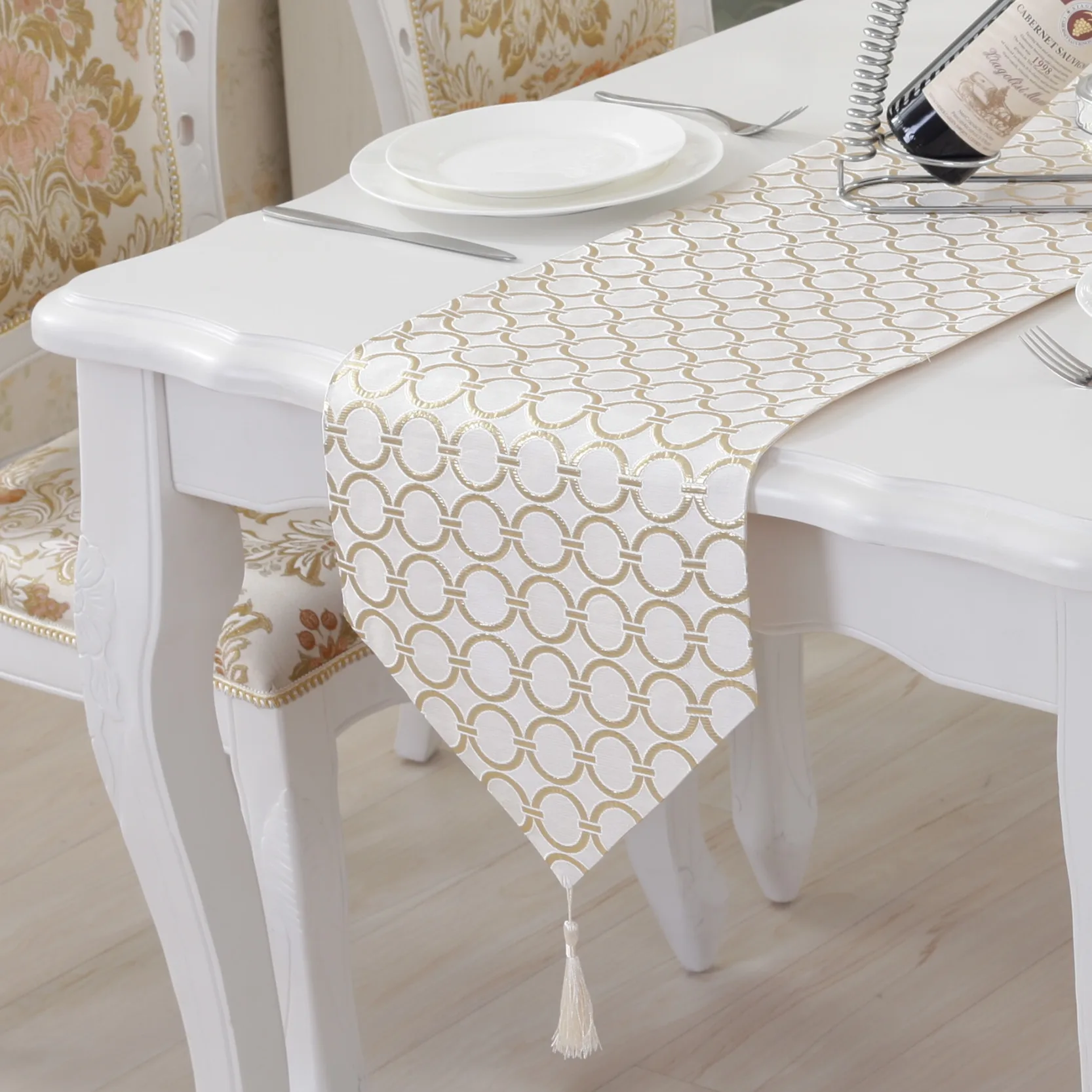 

Circle pattern table flag Silk tea table cloth Pastoral style table runner Modern Customizable flag 2019