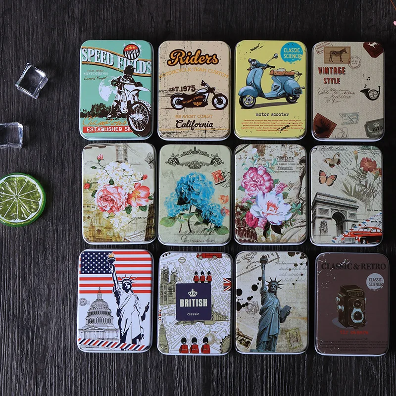 10Pcs  Classical Series / Metal Nostalgic Cigarette Card Coin Gift Storage Box /Zakka Tin /Candy Case