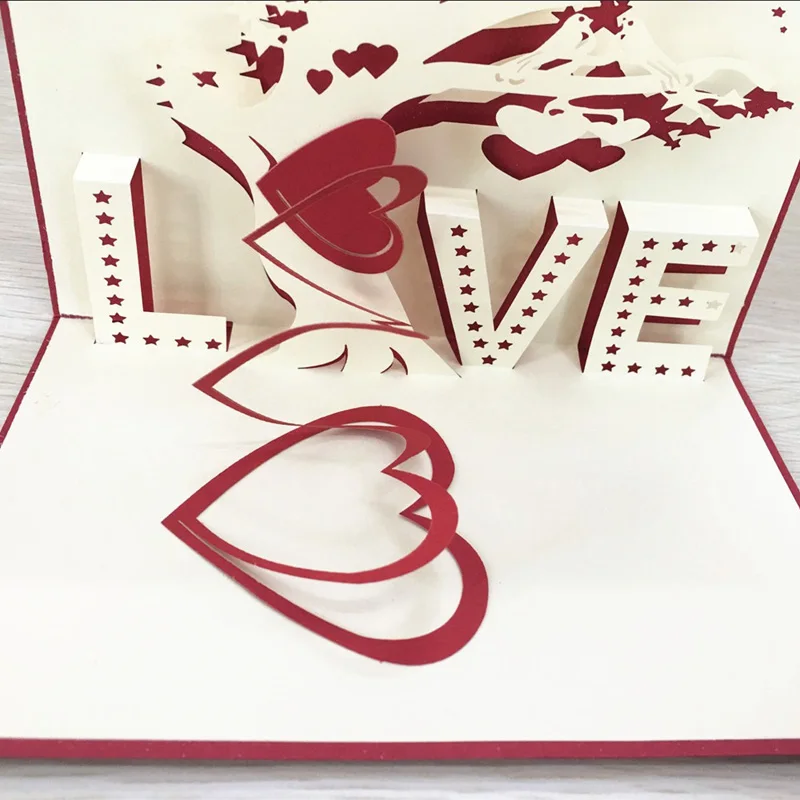 1pcs Love Tree Pop Up 3D Greeting Cards With Envelope Post Card  Invitation Handmade Anniversary Souvenirs Valentine's Day