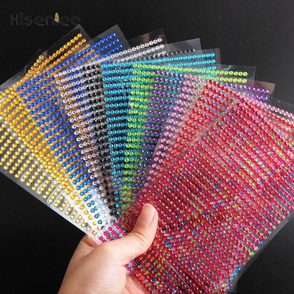 3/4/5/6MM Resin  Rhinestone Self Adhesive Stickers For DIY Mobile Phone Decoration Car Decor Decal Styling Accessories