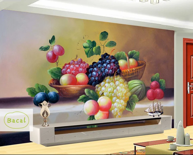 

Bacal Custom Wall Painting Fruit Photo Wallpaper Restaurant Living Room Kitchen Background Wall Mural European Style Wallpaper