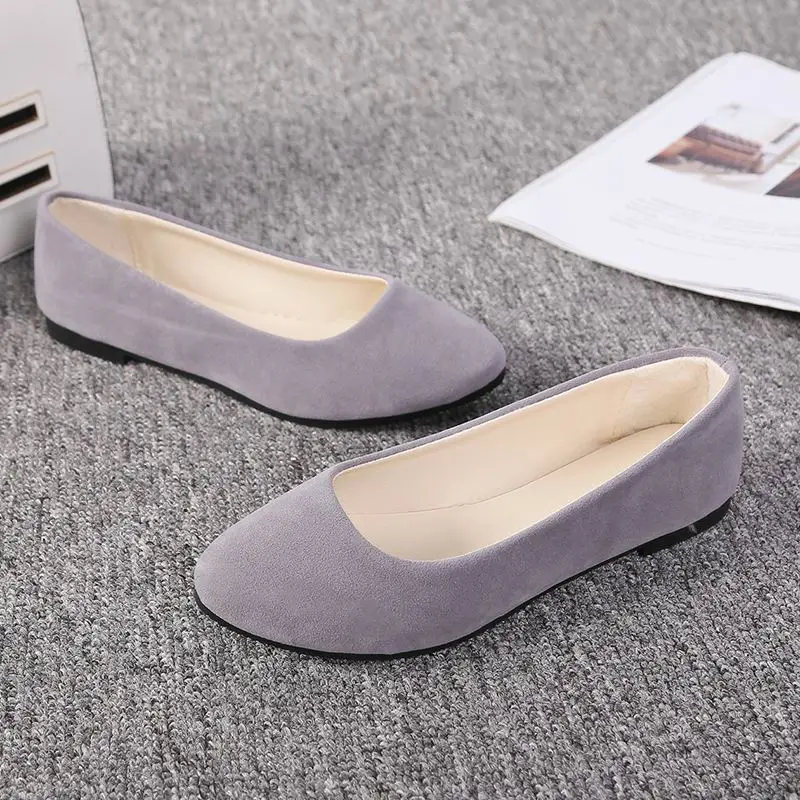 Slip On Women Flats Shoes Candy Color Pointed Toe Female Loafers Large Size Shoes Woman Spring Flock Ladies Ballet Flats WSH2214