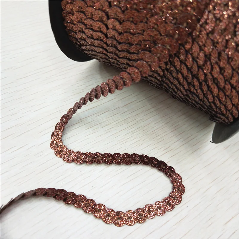 100 Yards 6mm Coffee Glitter Powder Coating Sequins Roll Trim, Sold per Packet of 1 Roll(100 Yards)-Brown Spangles Roll