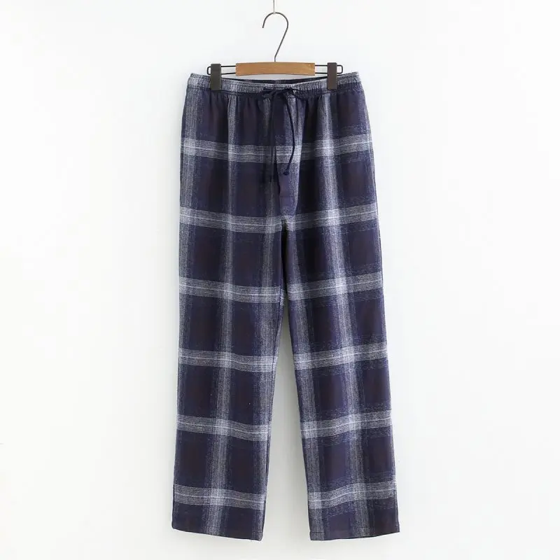 Spring Autumn Men 100% Cotton Sleep Bottoms Top Quality Loungewear Pants Men Casual Loose Plaid Pajama Home Pants S-XXL