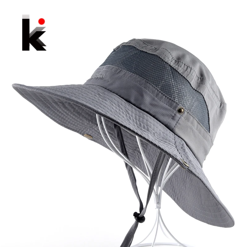 Men\'s Bob Summer Bucket Hats Outdoor Fishing Wide Brim Hat UV Protection Cap Men Hiking Sombrero Outdoor Gorro Hats For Men