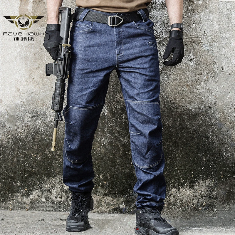 

Army Combat Denim Jeans Men Wearable Special Force Flexible Military Jeans Tactical SWAT Multi Pocket Cotton Pants