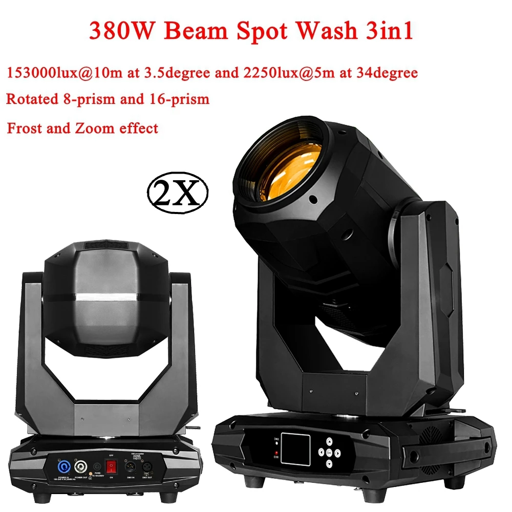 2Pcs/Lot Hot Sale New Stage Effect Lighting 380W 18R Beam Spot Wash 3in1 Moving Head Light Plus ZOOM Features 20/24 DMX Channel