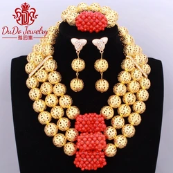 Arabic Ladies Jewelry Set Brand African Nigerian Beads Bridal Wedding Jewelry Set Costume Christmas Gift Necklace Bracelet New