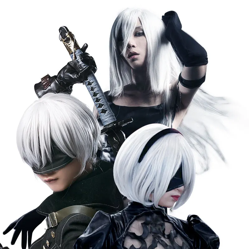 HSIU NEW High Quality YoRHa No.2 Type B 2BYoRH 2A 9S 2B Wig Cosplay Wig NieR:Automata Costume Play Wigs Costumes Hair