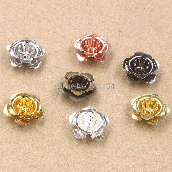 

15x7mm Multi-color Plated Brass Metal Blank Filigree Circle 3D Flower Charms Links Wraps Connectors DIY Jewelry Findings