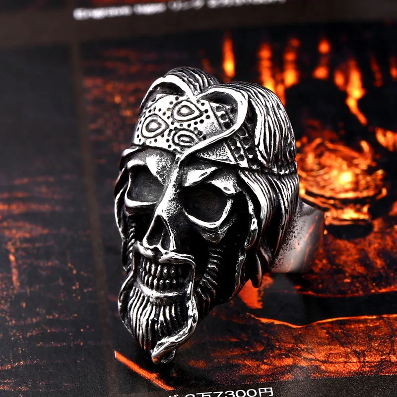 BEIER 316L Stainless Steel Senior citizens Face Men's Ring Punk Skull Prophet Turban Bearded Fashion Jewelry LLBR8-662R