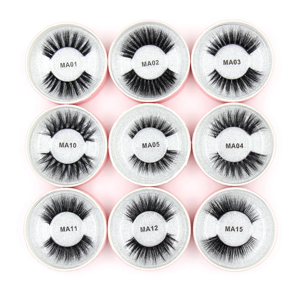 SOQOZ Individual Eyelashes 3D Mink Lashes Invisible Band Lashes Faux False Eyelashes 13 Styles maquiagem Round Glitter Box