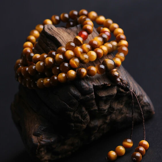 Tibetan Mala Top Grade Tiger Eye Stone Rosary Beads Buddhist 108 Prayer Beads Mala Blessed Mala