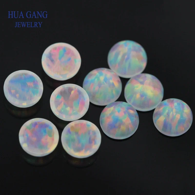 Round Shape Cabochon Opal Flat Back FI06 Beads Synthetic Gemstones For Jewelry Making DIY 3mm~7mm