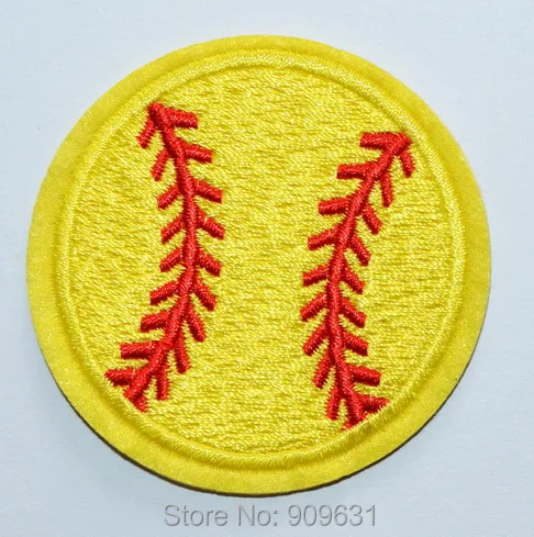 wholesale! Baseball Iron On Patch - Sports - Fully Embroidered Yellow Ball punk