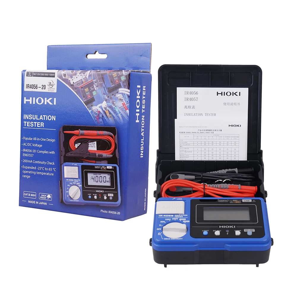 Original Hioki IR4056-20 Resistance Tester High Precision 5-Range 50 to 1000V Digital Insulation & Continuity Electronic Tester