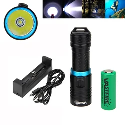 Waterproof LED Scuba LED Light Cycling Flashlight 28650/18650 Torch Waterproof 100M with 26650 Battery and Charger