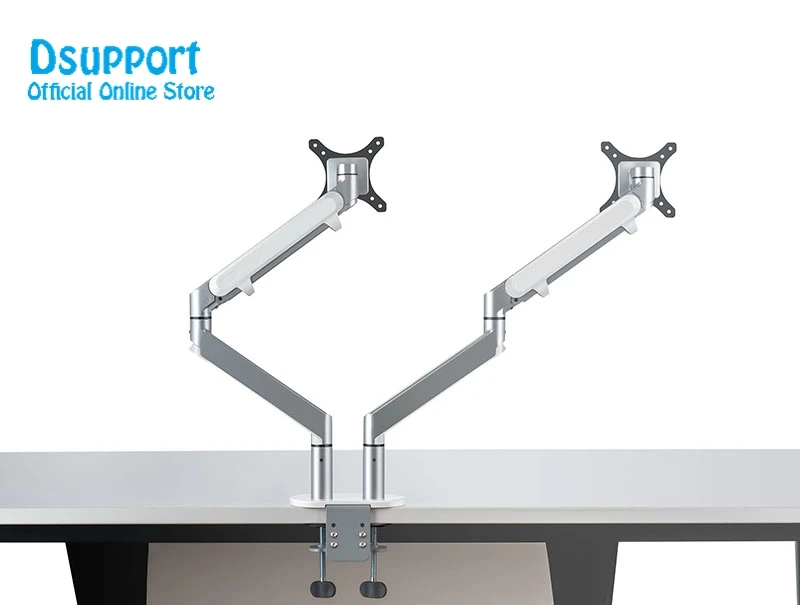 Dual Arm Monitor Mount Desk Stand,Fully Adjustable Aluminum Monitor Holder Gas Spring Monitor TV Mounting for 17-32'' OZ-2