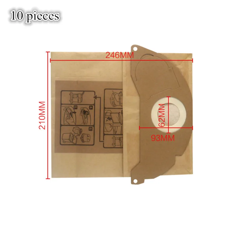 10 pcs Vacuum Cleaner Paper Dust Bag Filter Bag for karcher SE 5.100,SE 6.100,2501,2601,3001,A 2120,NT 181 Pro,SE 2001,SE 3001