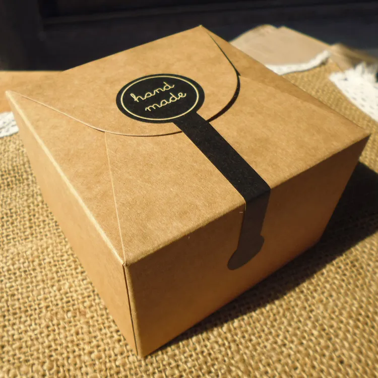 100Pcs 10Sheets Long Style "HAND MADE" Black Handmade Cake Packaging Sealing Label Kraft Sticker Baking DIY Gift Stickers M1201