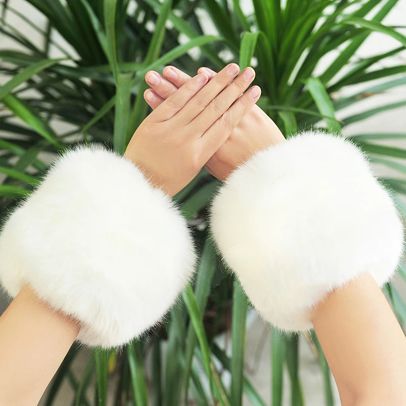 

Sale New Arrivals Women Winter Warm Hairy cuff Faux Raccoon Fur Women Clothing Accessories faux fur wrist cuff