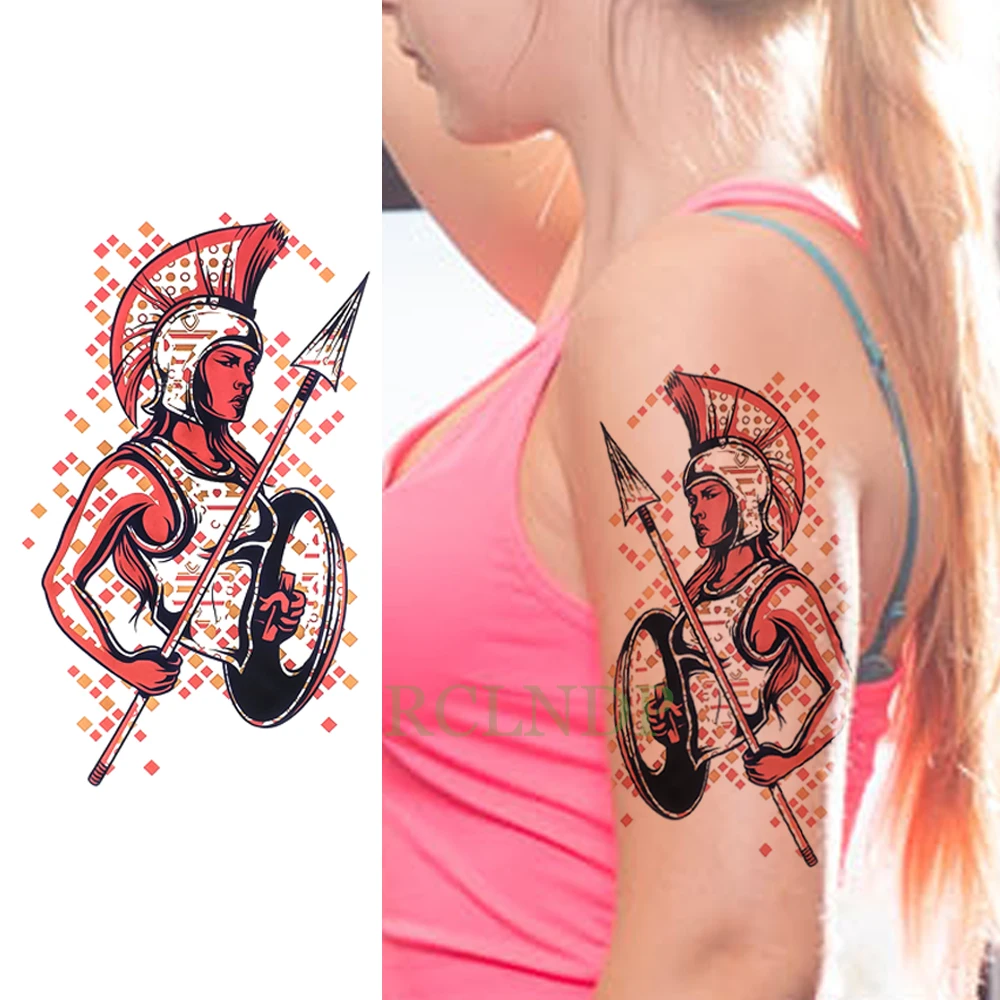 Waterproof Temporary Tattoo Sticker Warrior Athletes Fake Tatto Flash Tatoo Large body tattoos for Women Men girl