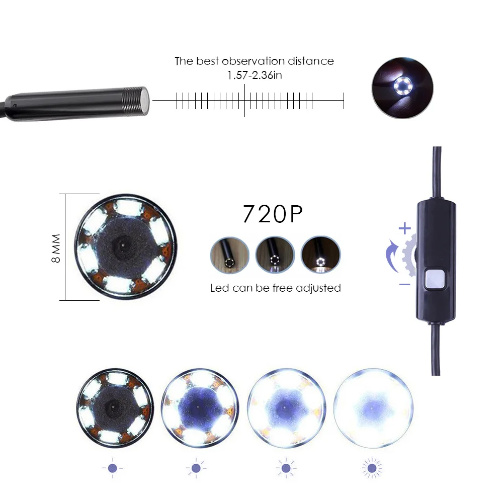 KERUI Wifi Endoscope Mini 1m 2m 5m Wireless 1200P HD waterpro of Endoscope Borescope Inspection for Android iPhone