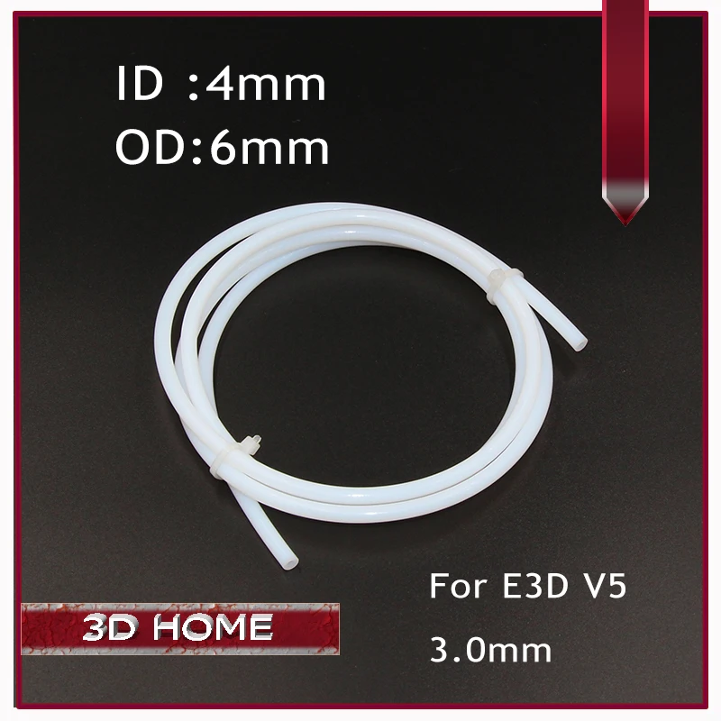 1M PTFE Tube PiPe to J-head hotend RepRap Rostock Bowden Extruder E3D V5 for 3.0mm filament ID 4mm OD 6mm