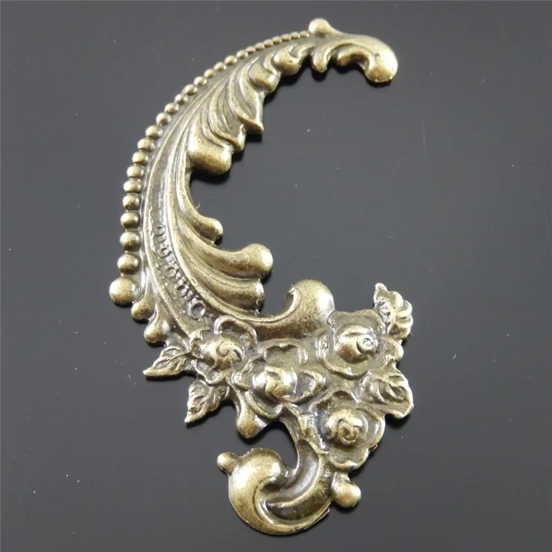 5PCS/PACK Antique Bronze Vintage Alloy Flower Swirl Charms Necklace Pendant Jewelry Finding Wings Handmade 63*40*2mm AU30666