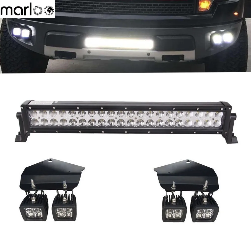 

Car 21 inch 120W Combo LED Light Bar+4x 20W Spot Fog Light Hidden Bumper Mount Bracket For 2010-2014 Ford F150 SVT Raptor