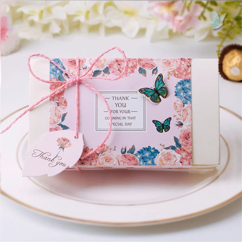 100Pcs/Lot Butterfly Candy Box Wedding Favors And Gifts Gilding Candy Paper Box Wedding Gifts For Guests Box Party Supplies