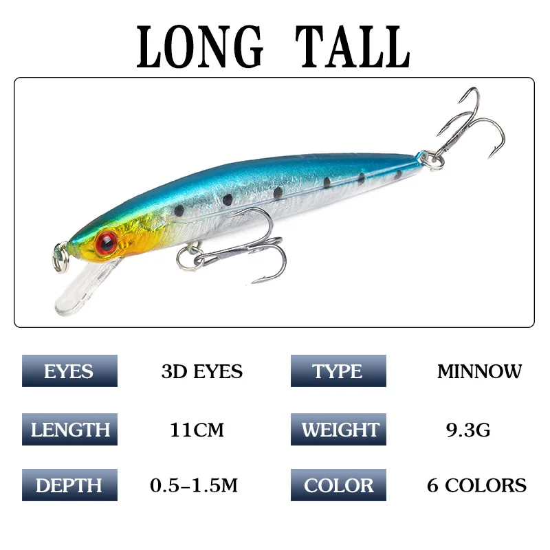 East Rain 4.33in 1pcs Floating Minnow Fishing Lure Trout Walleye Crappie jig Artificial Hard Bait Swimbait Free shipping