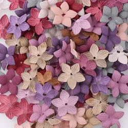 30pc Della Miscela Piccolo Squisito Fiori In Pelle Fatti A Mano Testa di Fiore Artificiale Decorazione di Cerimonia Nuziale del Mestiere di DIY Scrapbooking Fiore Falso