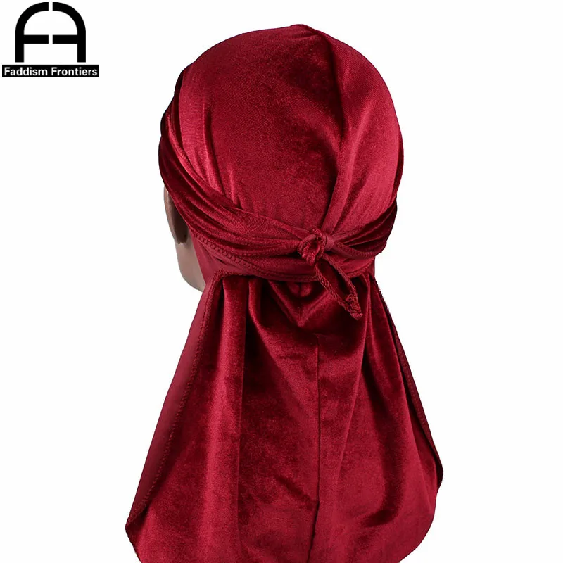 High Quality Men's Velvet Durags Bandana Turban Hat Wigs Doo Men Durag Biker Headwear Headband Pirate Hat Hair Accessories